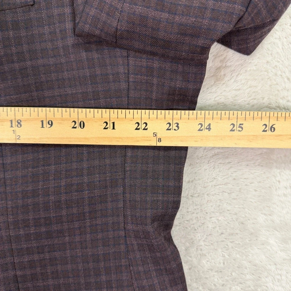 NEW Tommy Hilfiger Mens 46R Blazer Maroon Blue Plaid Micro Check 2 Button Jacket